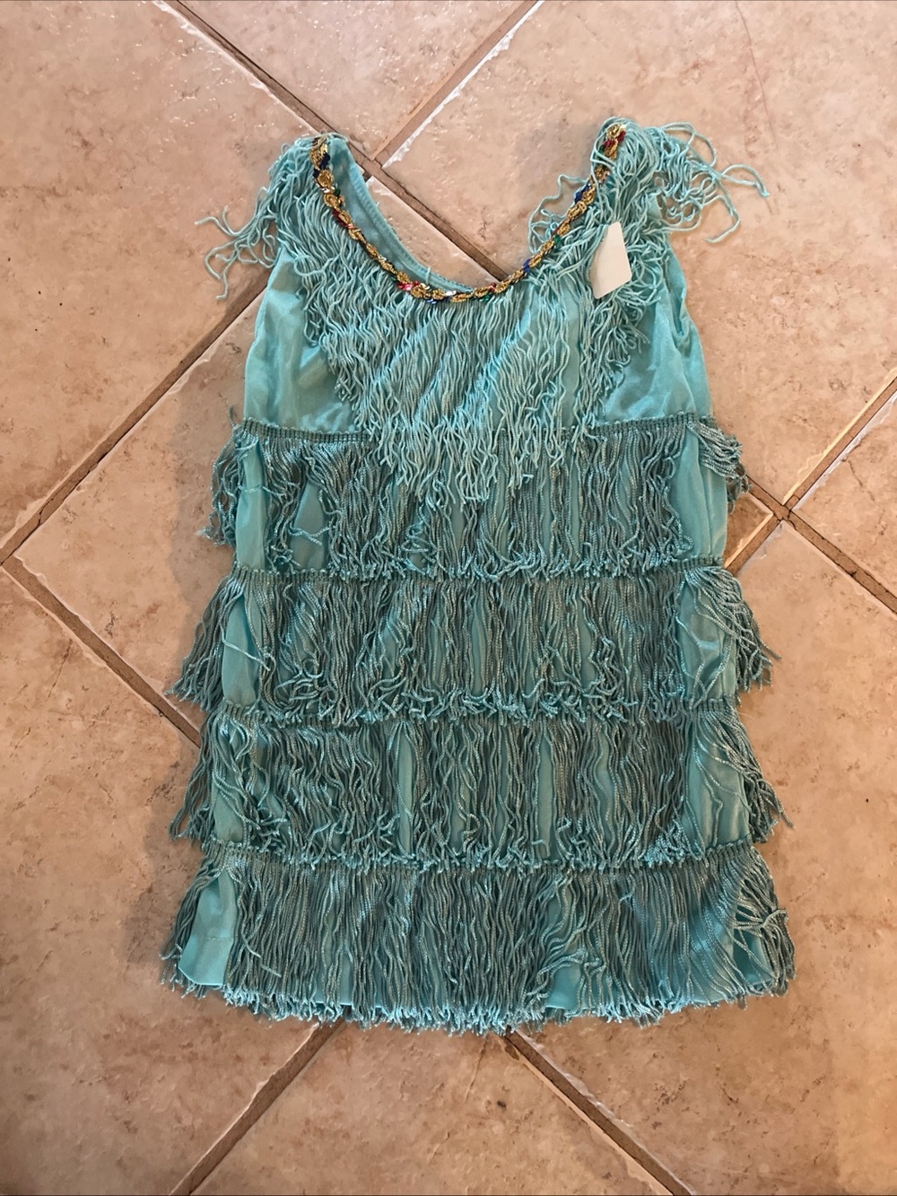 halloween costume vintage 90s NWT turquoise flapper costume girls size 4-5 years
